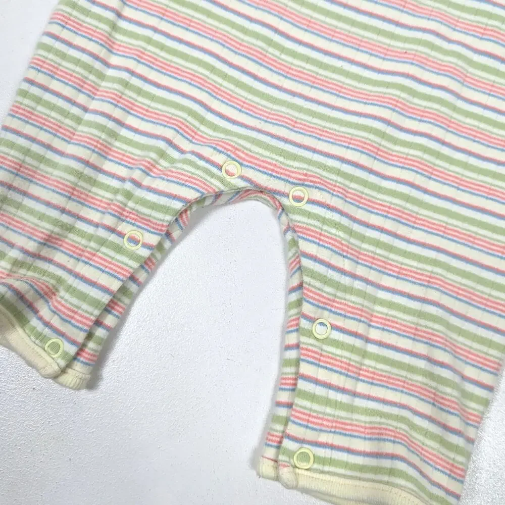 Vintage Oshkosh Bgosh Y2K Romper Baby Boys Size 3-6m Stripe Dog Outfit